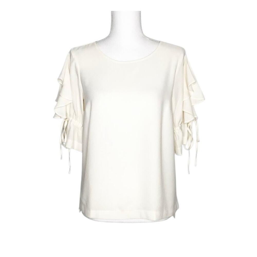 1. State Top Cream Open RuffleShort Sleeve XS